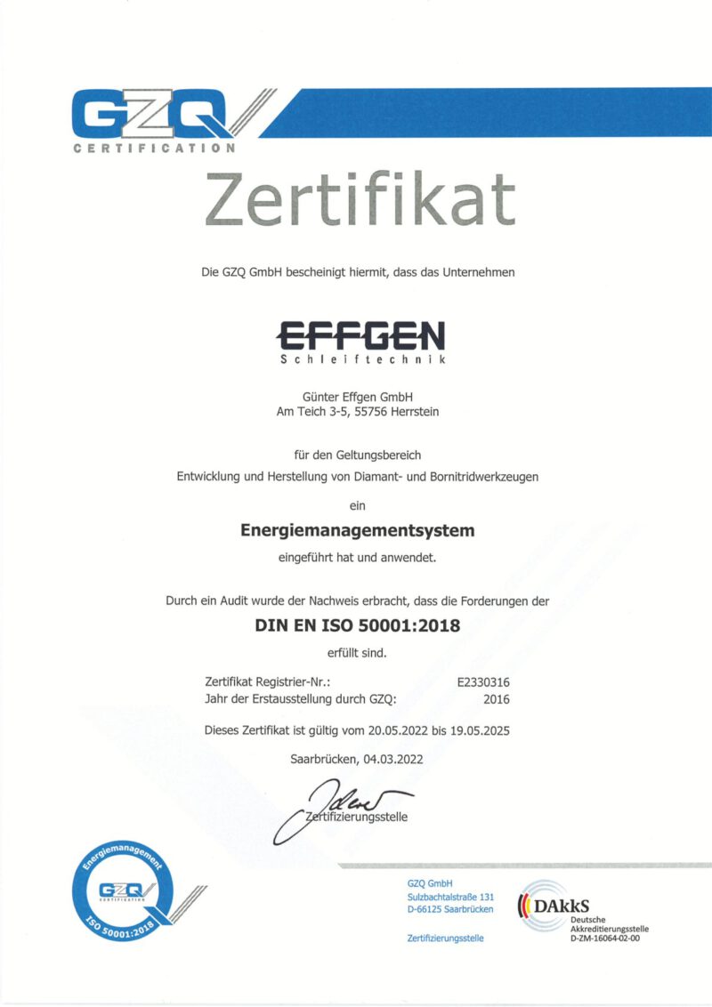 MANAGEMENTSYSTEM EFFGEN LAPPORT SCHLEIFTECHNIK